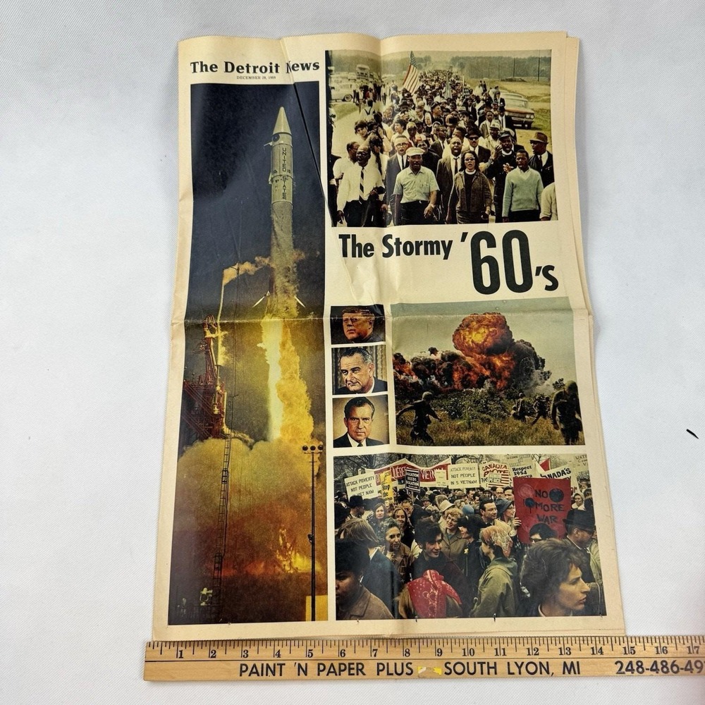 Vintage 1969 Detroit News The Stormy 60s Newspaper Space Race Civil Rights MLK